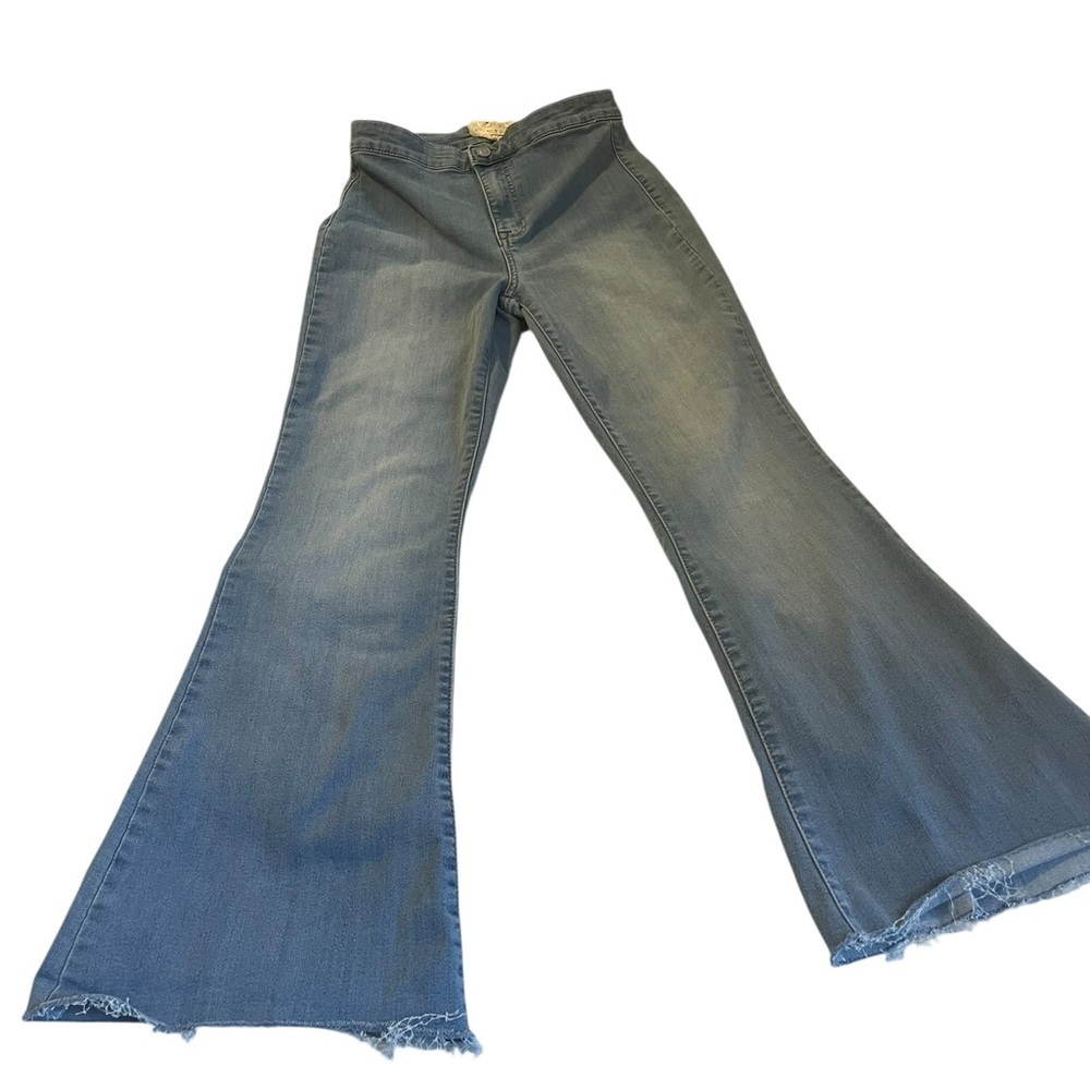 Altar'd State Blue Flare Jeans High Rise Frayed Hem Size 28 7 - Picture 3 of 11